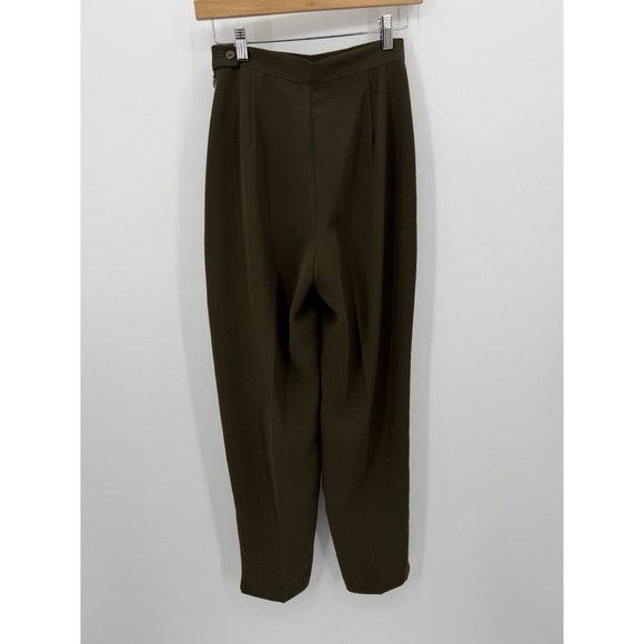 Papillon Paris Vianco Vintage Olive Green Pleated Pants‎ Size 4 Trousers Lined - Picture 5 of 12